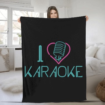 Discover Karaoke Singer Heart 80s Retro I Fleece Blankets