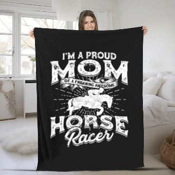 Discover Horse Racing Mom Equestrian Horseback Horse Racer Fleece Blankets