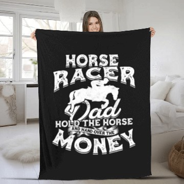 Discover Horse Racing Dad Equestrian Horseback Horse Racer Fleece Blankets