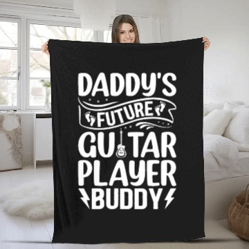 Discover Newborn Guitarist - Daddy's Future Guitar Player B Fleece Blankets
