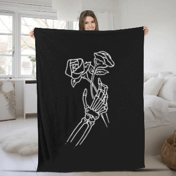 Discover Skeleton Hand Rose Fleece Blankets