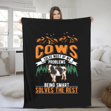 Discover Cow Gift Farmer Cattle Breeder Cows Fleece Blankets