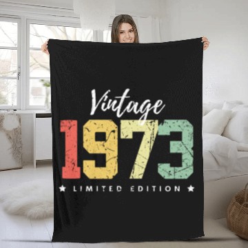 Discover 50 Years Vintage 1973 Retro 50th Birthday Fleece Blankets