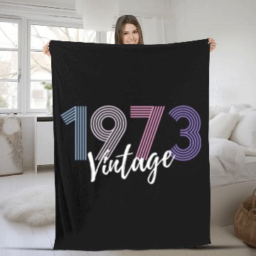 Discover 50 Years Vintage 1973 Retro 50th Birthday Fleece Blankets