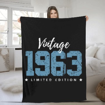 Discover 60 Years Vintage 1963 Retro 60th Birthday Fleece Blankets