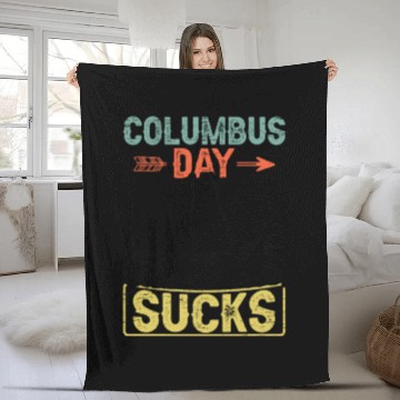 Discover Columbus Day Sucks 1492 Native American Anti Fleece Blankets