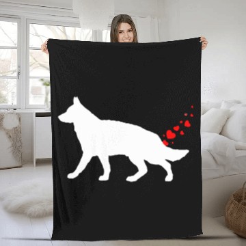 Discover Valentines Day German Shepherd Owner Heart Dog Far Fleece Blankets