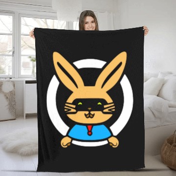 Discover Funny Bunny With Black Mask Fleece Blankets