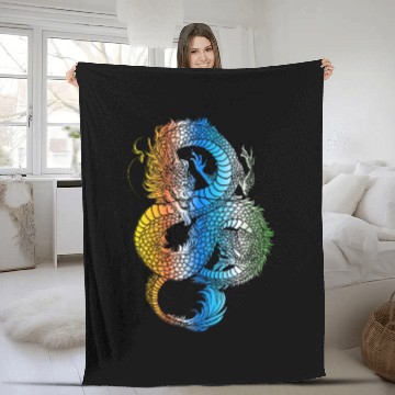Discover Japanese Dragon Vintage Demon Retro 102 Fleece Blankets