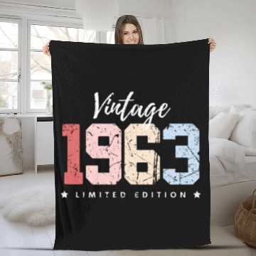 Discover 60 Years Vintage 1963 Retro 60th Birthday Fleece Blankets