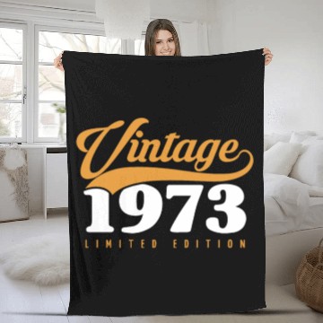 Discover 50 Years Vintage 1973 Retro 50th Birthday Fleece Blankets
