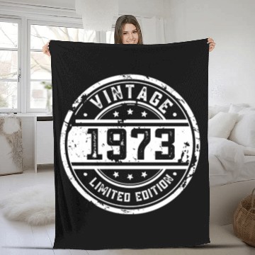 Discover 50 Years Vintage 1973 Retro 50th Birthday Fleece Blankets