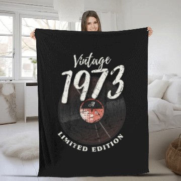 Discover 50 Years Vintage 1973 Retro 50th Birthday Fleece Blankets