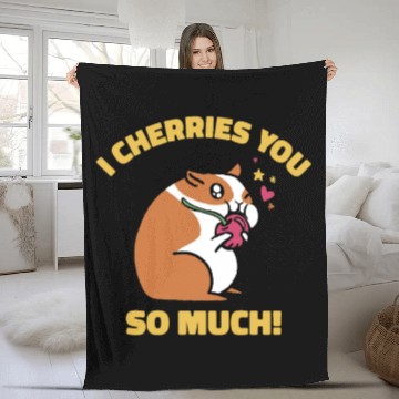 Discover Cute Animal Hamster Cherry Pet Food Pet Hamster Fleece Blankets