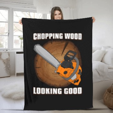 Discover chainsaw Lumberjack Fleece Blankets