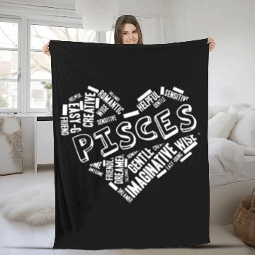 Discover Pisces Heart Word Cloud Doodle Astrology Zodiac St Fleece Blankets