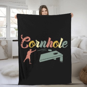 Discover Cornhole Retro Vintage Player Fleece Blankets