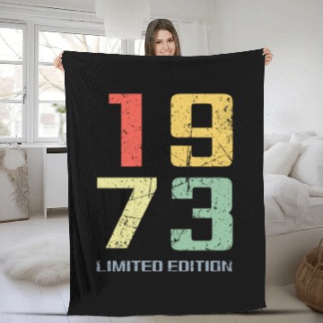 Discover 50 Years Vintage 1973 Retro 50th Birthday Fleece Blankets