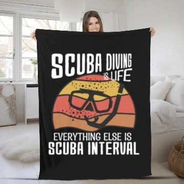 Discover Scuba diving is life funny scuba dive retro vintag Fleece Blankets