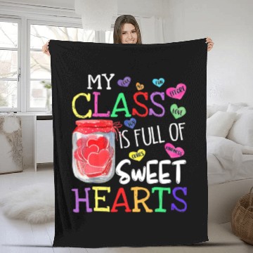 Discover My Class Is Full Of Sweethearts Rainbow Teacher Fleece Blankets