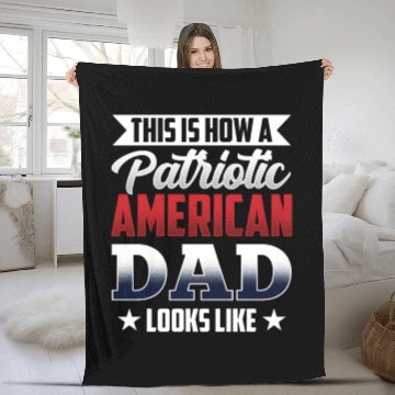 Discover This Is How A Patriotic American Dad Looks Like US Fleece Blankets