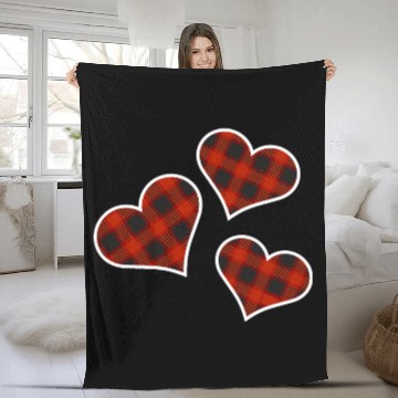 Discover Buffalo Plaid Hearts Fleece Blankets