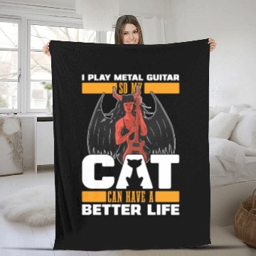 Discover Metal Guitar Cat Fleece Blankets