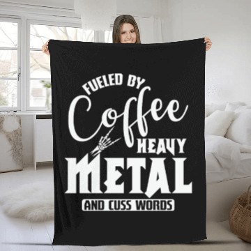 Discover Fueled by Coffee Heavy Metal and cuss Words Fleece Blankets