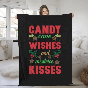 Discover Candy cane wishes and mistletoe kisses Fleece Blankets