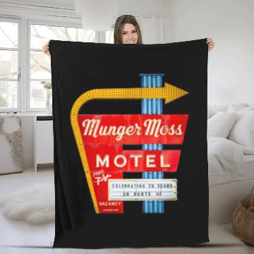 Discover Munger Moss Motel Sign Route 66 Lebanon MO Fleece Blankets