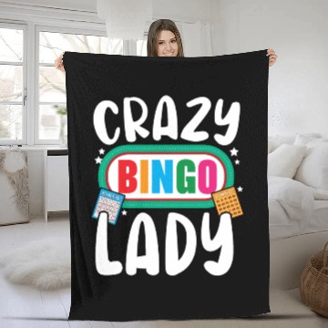 Discover Crazy Bingo Lady Bingo Player Casino Lottery Fleece Blankets