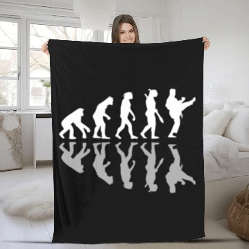 Discover Human Evolution Karate Martial Arts Lover MMA Fleece Blankets