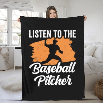 Discover Listen To The Baseball Pitcher Hobby Player Fleece Blankets