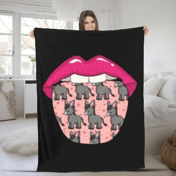 Discover Donkey Mule Lips Fleece Blankets