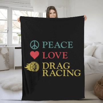 Discover Drag Racing Race Car Girl Peace Fleece Blankets