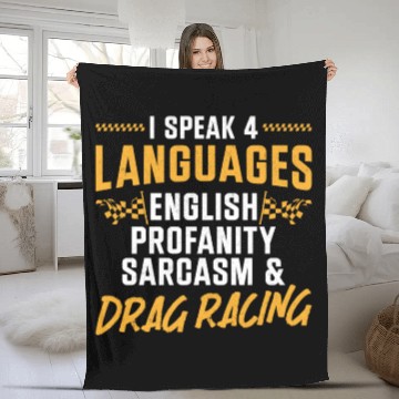 Discover Drag Racing Race Car I Speak 4 Fleece Blankets