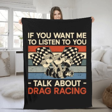 Discover Drag Racing Race Car Retro Vintage Fleece Blankets