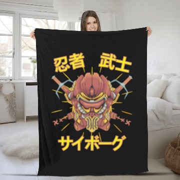 Discover Samurai Monster Cyborg Robot orange Ninja Fleece Blankets