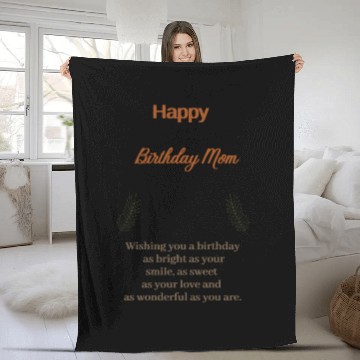 Discover Beige Simple Aesthetic Happy Birthday Mom Fleece Blankets