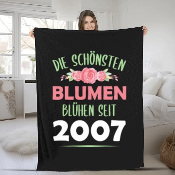 Discover Born In 2007 Flowers Saying Birthday Gift Fleece Blankets