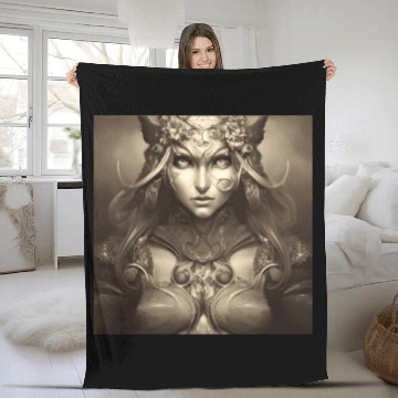 Discover Warrior princess wearing gothic plate dark fantasy Fleece Blankets