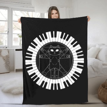 Discover Piano Cat Musician Musical Instrument Pianist Fleece Blankets