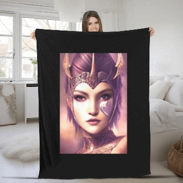 Discover Warrior princess wearing gothic plate dark fantasy Fleece Blankets