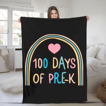 Discover School Fleece Blankets, 100 Days Of Pre-K Rainbow Heart Fleece Blankets