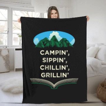 Discover Campin Chillin Grillin Camping Food Camper Foodie Fleece Blankets