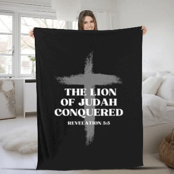 Discover The Lion of Judah Conquered, Christian Fleece Blankets