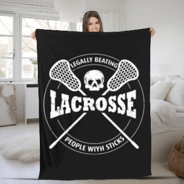 Discover Funny Lacrosse Clothing - Legally Beating People W Fleece Blankets
