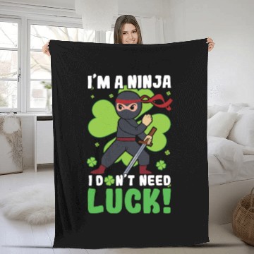 Discover Kid Ninja Luck Japan Clover Saint Patrick Day Fleece Blankets