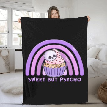 Discover Chibi Skeleton skull sweet but psycho raindow cupc Fleece Blankets