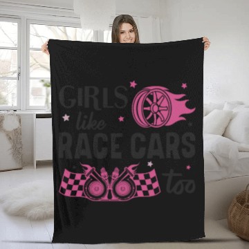Discover Drag Racing Race Car Girl Girls Fleece Blankets